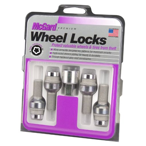 Picture of McGard Wheel Lock Bolt Set - 4pk. (Radius Seat) M14X1.5 17mm Hex 28.2mm Shank Length - Chrome