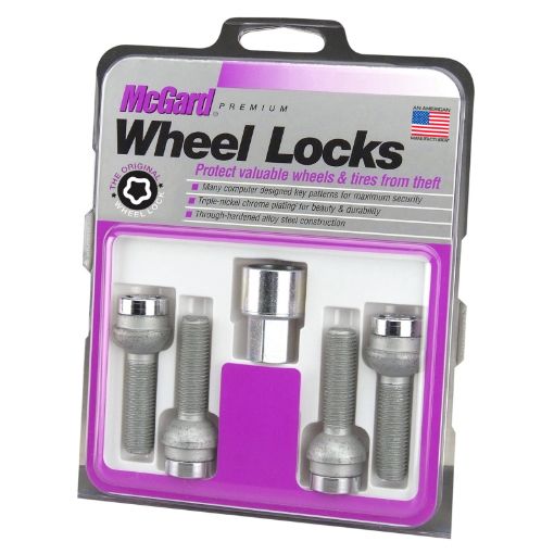 Picture of McGard Wheel Lock Bolt Set - 4pk. (Radius Seat) M12X1.5 17mm Hex 39.9mm Shank Length - Chrome