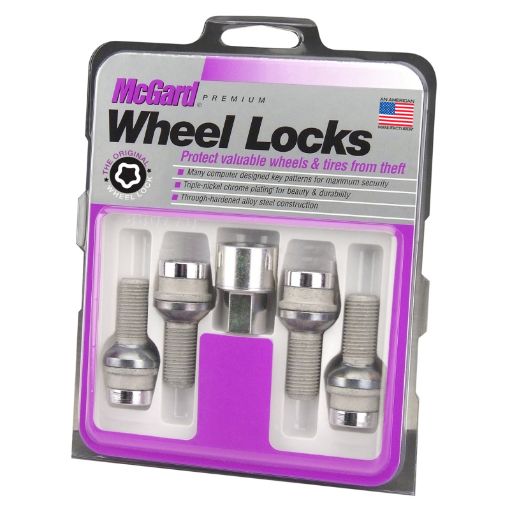 Picture of McGard Wheel Lock Bolt Set - 4pk. (Radius Seat) M14X1.5 19mm Hex 35.4mm Shank Length - Chrome