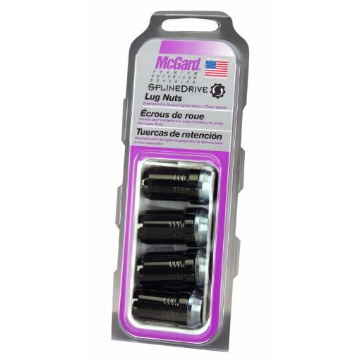 Picture of McGard SplineDrive Lug Nut (Cone Seat) M14X1.5 1.935in. Length (4 - Pack) - Black (Req. Tool)