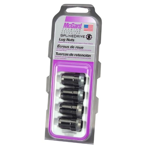 Picture of McGard SplineDrive Lug Nut (Cone Seat) M12X1.25 1.24in. Length (4 - Pack) - Black (Req. Tool)