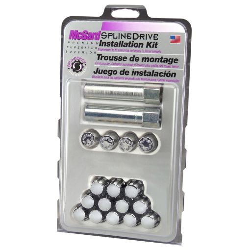 Picture of McGard SplineDrive Tuner 4 Lug Install Kit wLocks Tool (Cone) M12x1.5 1316 Hex - Chrome (CS)
