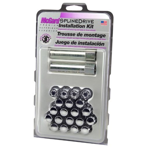 Picture of McGard SplineDrive Tuner 5 Lug Install Kit wLocks Tool (Cone) M12x1.5 1316 Hex - Chrome (CS)