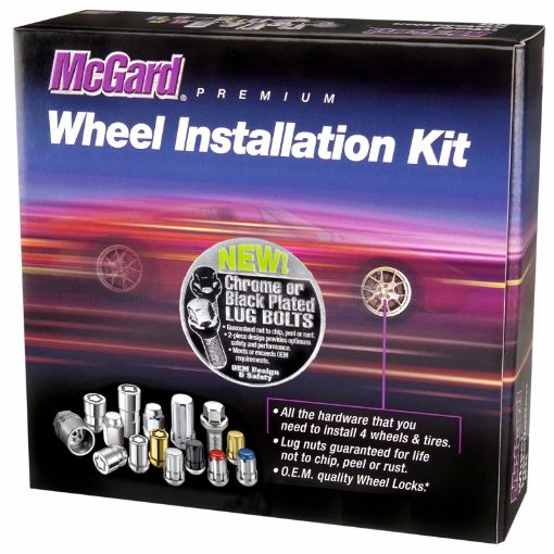 Picture of McGard 5 Lug Hex Install Kit wLocks (Radius Seat Bolt) M14X1.5 17mm Hex 35.4mm Shank L - Chrome