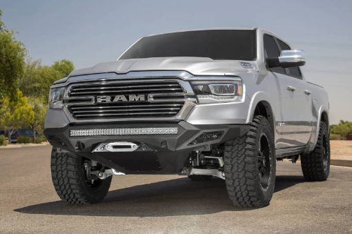 Picture of Addictive Desert Designs 19 Ram 1500 Stealth Fighter Front Bumper w Winch Mount Sensor Cut Outs