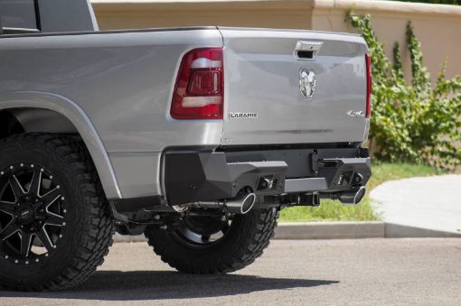 Picture of Addictive Desert Designs 2019 Ram 1500 Hammer Stealth Fighter Rear Bumper w 6 Sensor Cutouts