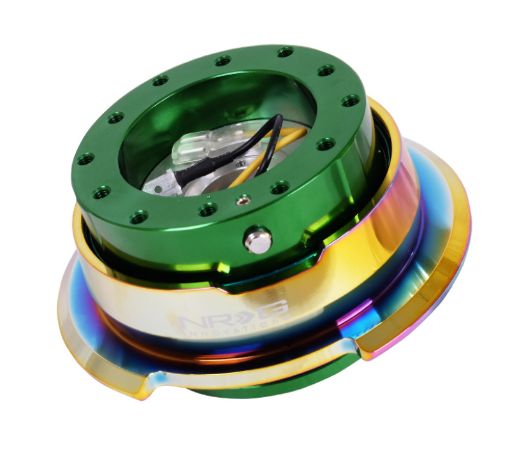 Picture of NRG Quick Release Gen 2.8 - Green Body Neochrome Ring