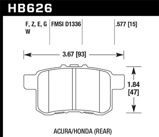 Picture of Hawk 08 - 10 Honda Accord 2.4L3.0L3.5L 09 - 10 Acura TST 2.4L HPS Street Rear Brake Pads