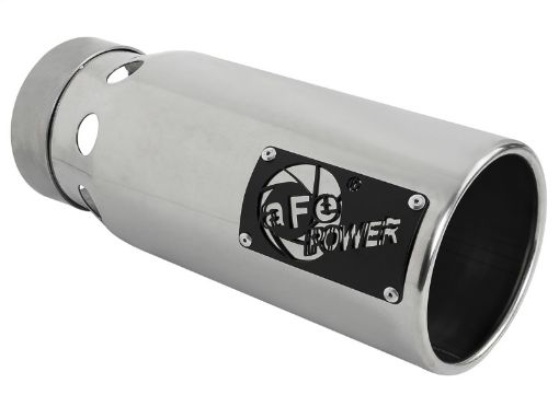 Picture of aFe SATURN 4S 4in SS Intercooled Exhaust Tip - Polished 4in In x 5in Out x 12in L Bolt - On
