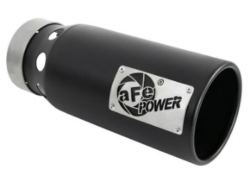 Picture of aFe SATURN 4S 4in SS Intercooled Exhaust Tip - Black 4in In x 5in Out x 12in L Bolt - On