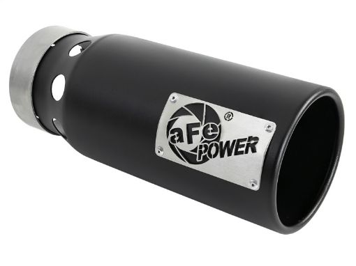 Picture of aFe SATURN 4S 4in SS Intercooled Exhaust Tip - Black 4in In x 5in Out x 12in L Bolt - On