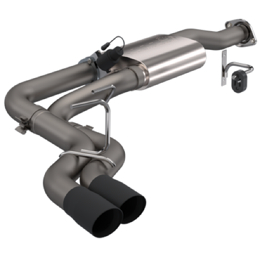 Picture of QTP 15 - 18 Ford F - 150 CCEC Standard Bed 304SS Screamer Cat - Back Exhaust w3.5in Black Tips