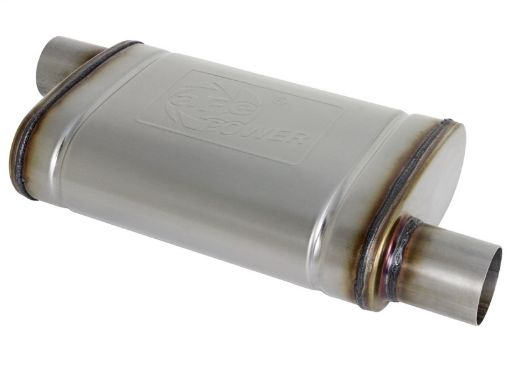Picture of aFe MACH Force - Xp 409 SS Muffler 2.5in Offset Inlet2.5in Offset Outlet 14in L x 9in W x 4in H Body