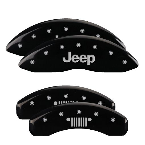 Picture of MGP 4 Caliper Covers Engraved FR 11 - 18 Jeep Grand Cherokee Black Finish Silver JeepJeep Grill Logo