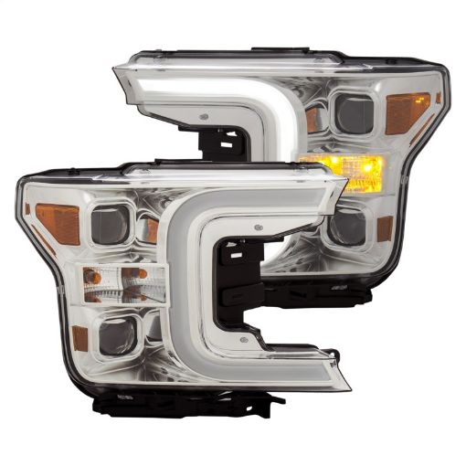 Picture of ANZO 18 - 19 Ford F - 150 Projector Headlights wPlank Style Switchback Chrome wAmber