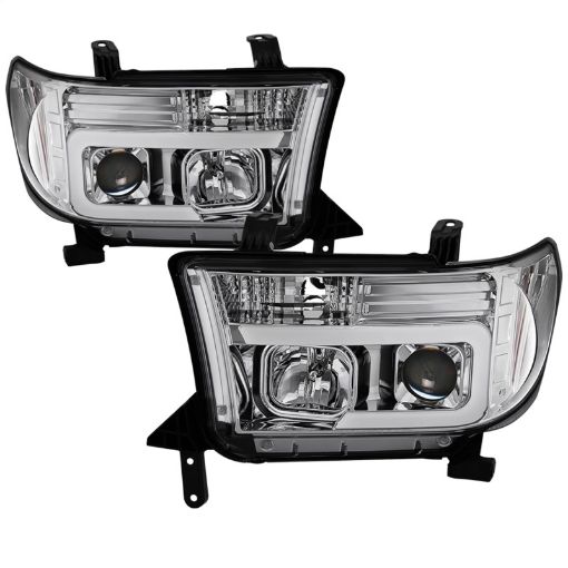 Picture of Spyder 07 - 13 Toyota Tundra V2 Light Bar DRL Projector Headlights - Chrome (PRO - YD - TTU07V2 - LB - C)