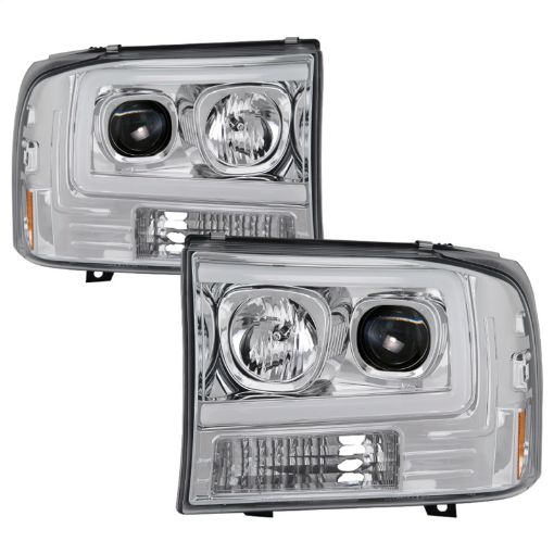 Picture of Spyder 99 - 04 Ford F - 250 Super Duty Light Bar Projector Headlights - Chrome (PRO - YD - FF25099V2 - LB - C)