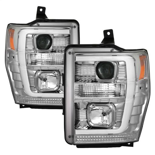 Picture of Spyder 08 - 10 Ford F - 250 Super Duty V2 Light Bar DRL Projector Headlights - Chrm (PRO - YD - FS08V2 - LB - C)