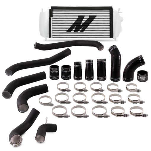 Picture of Mishimoto 2017 Ford F150 3.5L EcoBoost Performance Intercooler Kit - Silver Cooler Black Pipes