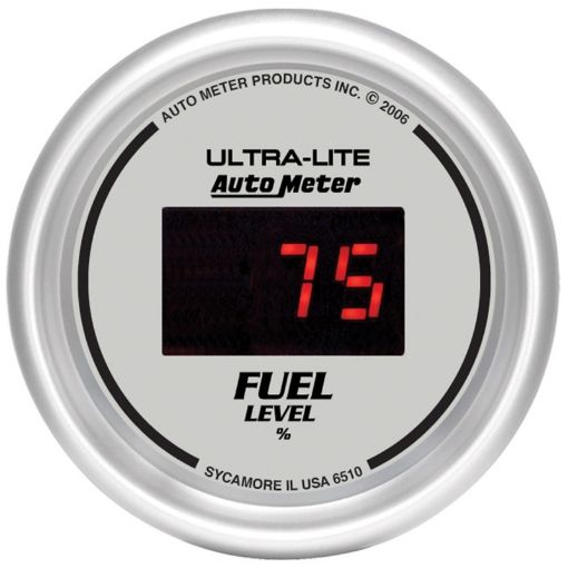 Picture of Autometer Ultra - Lite Digital 2 - 116in 0 - 280 OHM Silver Dial w Red LED Programmable Fuel Level Gage