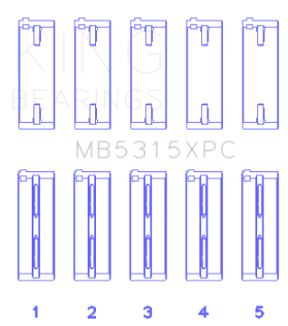 Picture of King 1992 Mitsubishi 4G634G64 EVO I - IV (Size 0.25) Coated Performance Main Bearing Set