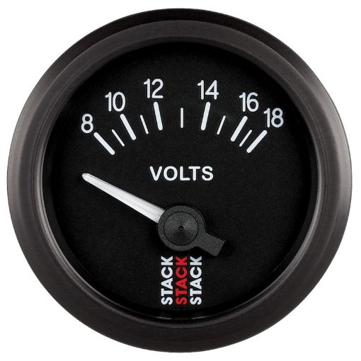 Picture of Autometer Stack Instruments 52mm 8 - 18V Electric Battery Voltage Gauge - Black