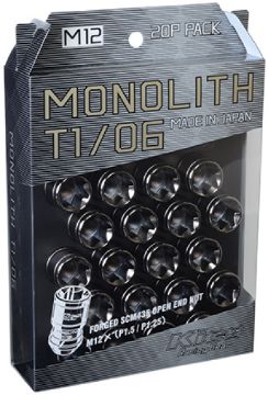 Picture of Project Kics 12 x 1.5 Glorious Black T106 Monolith Lug Nuts - 20 Pcs