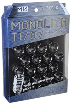 Picture of Project Kics 14 x 1.5 Glorious Black T107 Monolith Lug Nuts - 20 Pcs