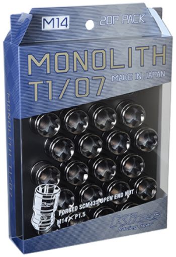Picture of Project Kics 14 x 1.5 Glorious Black T107 Monolith Lug Nuts - 20 Pcs