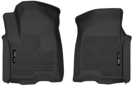 Picture of Husky Liners 19 - 23 Chevy Silverado 1500 Crew CabDouble Cab X - Act Contour Front Black Floor Liners