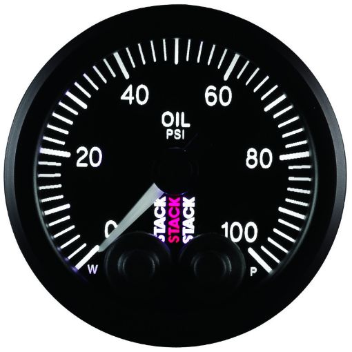 Picture of Autometer Stack Instruments Pro Control 52mm 0 - 100 PSI Oil Pressure Gauge - Black (18in NPTF Male)
