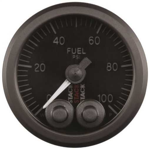 Picture of Autometer Stack Instruments Pro Control 52mm 0 - 100 PSI Fuel Pressure Gauge - Black (18in NPTF Male)