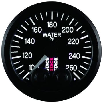 Picture of Autometer Stack Pro Control 52mm 100 - 260 deg F Water Temp Gauge - Black (18in NPTF Male)
