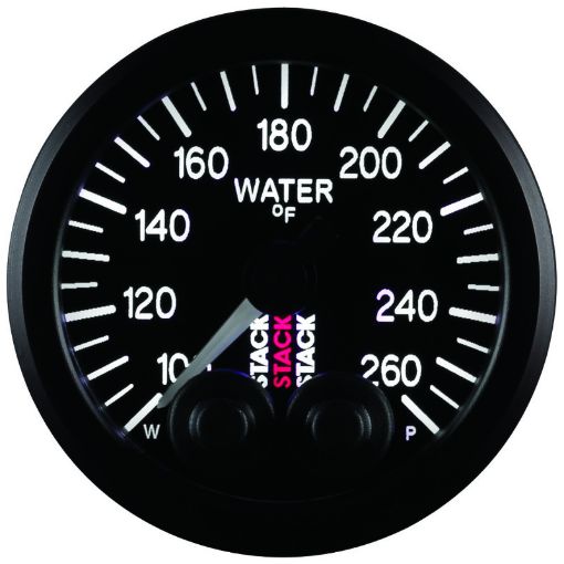 Picture of Autometer Stack Pro Control 52mm 100 - 260 deg F Water Temp Gauge - Black (18in NPTF Male)
