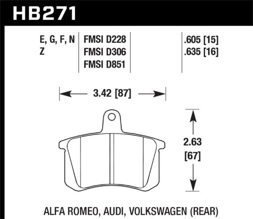 Picture of Hawk 90 - 91 Audi Coupe Quattro 93 - 95 Audi 90 HPS Rear Brake Pads