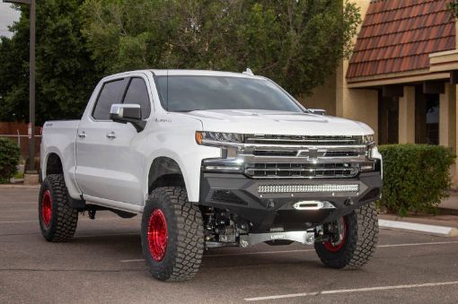 Picture of Addictive Desert Designs 2019 Chevrolet Silverado 1500 SF Front Bumper w Winch MountSensor Cutout