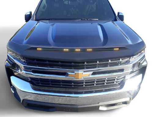 Picture of AVS 22 - 23 Chevy Silverado 1500 (Excl. ZR2LT TB) Aeroskin Low Profile Hood Shield wLgt - Blk