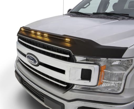 Picture of AVS 2015 - 2019 Ford F150 Aeroskin Low Profile Hood Shield w Lights - Black