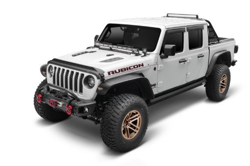 Picture of AVS 2018 - 2019 Jeep Wrangler (JL) Aeroskin Low Profile Hood Shield w Lights - Black