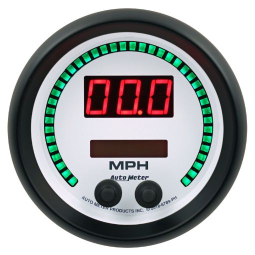 Picture of Autometer 85.7mm White Switchable 260 MPH 260 KMH Speedometer Phantom Elite Digital Gauge
