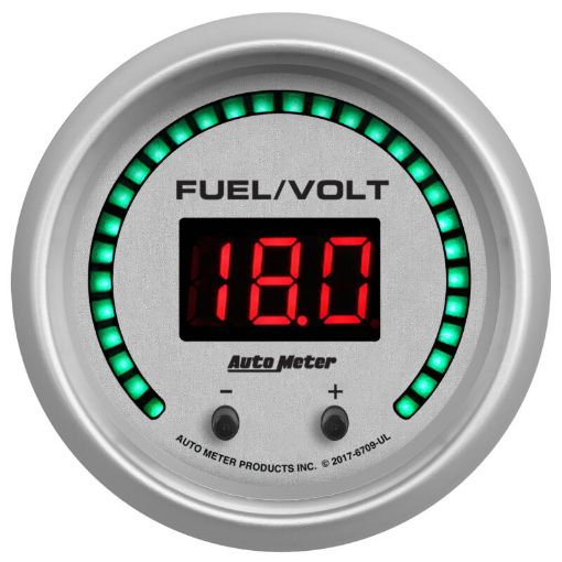 Picture of Autometer 52.4mm Silver Switchable 0 - 100 Fuel Level8 - 18V Voltmeter Ultra - Lite Elite Digital Gauge
