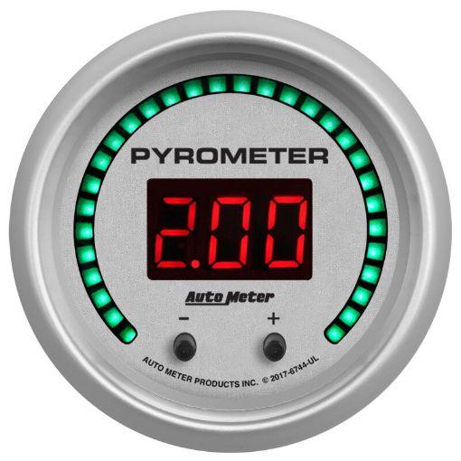 Picture of Autometer 52.4mm Silver Two Channel 0 - 2000 Degree Pyrometer (EGT) Ultra - Lite Elite Digital Gauge