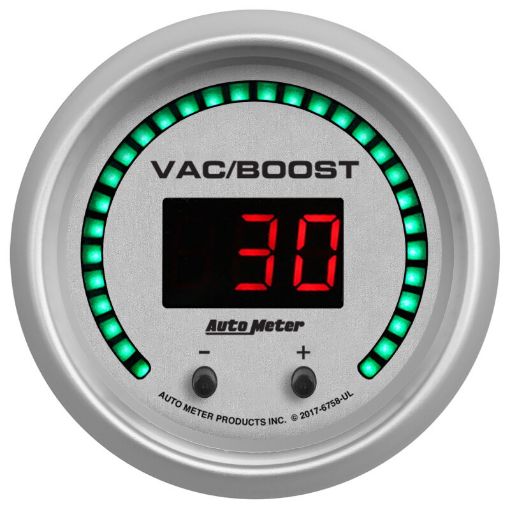 Picture of Autometer 52.4mm Silver Switchable 0 - 1600 PSI0 - 110 BAR VacuumBoost Ultra - Lite Elite Digital Gauge
