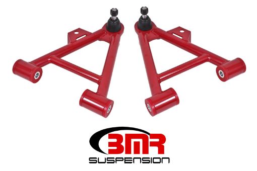 Picture of BMR 79 - 93 Fox Mustang Lower Non - Adj. A - Arms (Coilover Only) w STD. Ball Joint (Poly) - Red