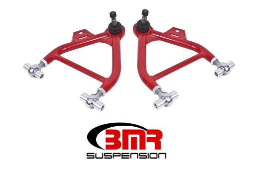 Picture of BMR 79 - 93 Fox Mustang Lower A - Arms (Coilover Only) w Adj. Rod End and Tall Ball Joint - Red