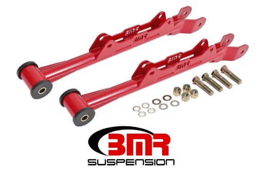 Picture of BMR 10 - 15 5th Gen Camaro Chrome Moly Non - Adj. Rear Lower Control Arms (Delrin) - Red