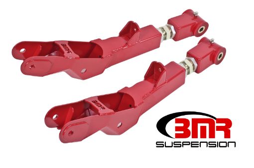 Picture of BMR 10 - 15 5th Gen Camaro Lower Control Arms Rear On - Car Adj. (Polyurethane) - Red