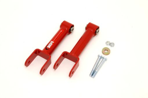 Picture of BMR 79 - 04 Fox Mustang Upper Control Arms Non - Adj. w Spherical Bearings - Red