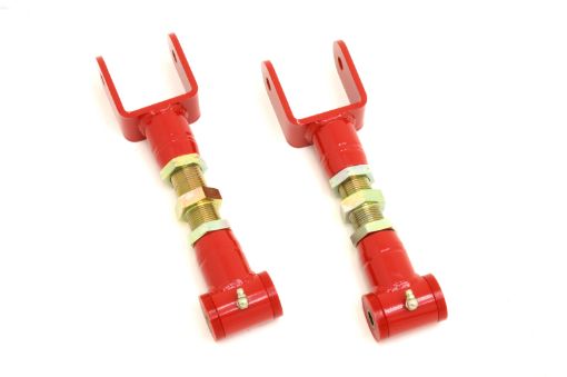 Picture of BMR 79 - 04 Fox Mustang Upper Control Arms On - Car Adj. (Polyurethane) - Red