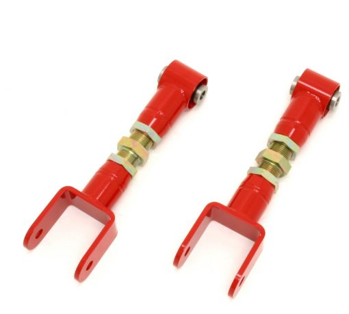 Picture of BMR 79 - 04 Fox Mustang Upper Control Arms On - Car Adj. w Spherical Bearings - Red